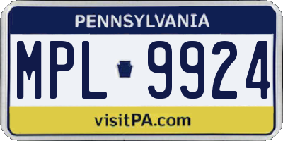PA license plate MPL9924