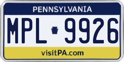 PA license plate MPL9926