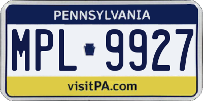 PA license plate MPL9927