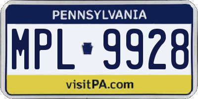 PA license plate MPL9928