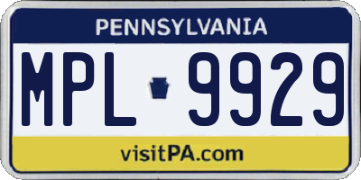 PA license plate MPL9929