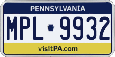 PA license plate MPL9932
