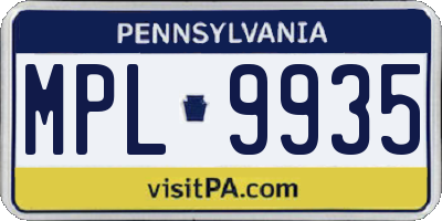 PA license plate MPL9935