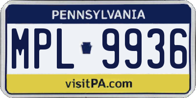 PA license plate MPL9936