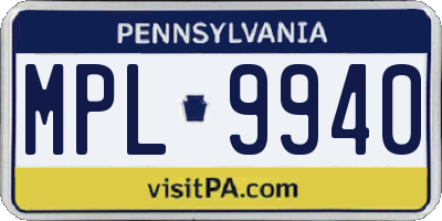 PA license plate MPL9940