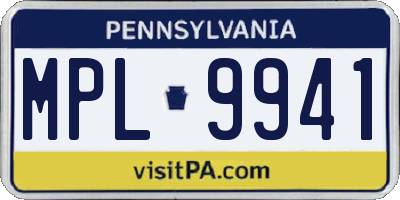 PA license plate MPL9941