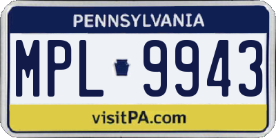PA license plate MPL9943
