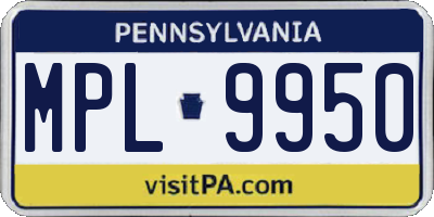 PA license plate MPL9950
