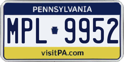 PA license plate MPL9952