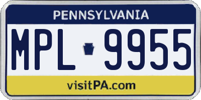 PA license plate MPL9955