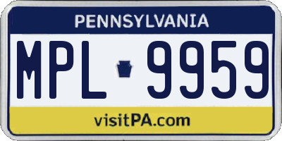 PA license plate MPL9959