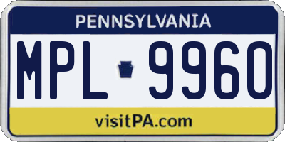 PA license plate MPL9960