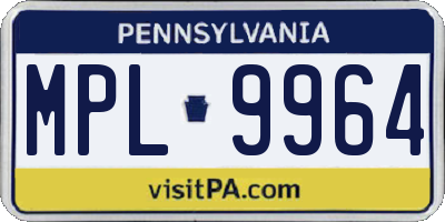 PA license plate MPL9964