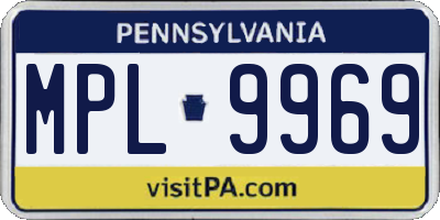 PA license plate MPL9969