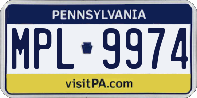 PA license plate MPL9974