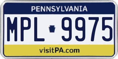 PA license plate MPL9975