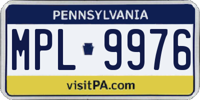 PA license plate MPL9976
