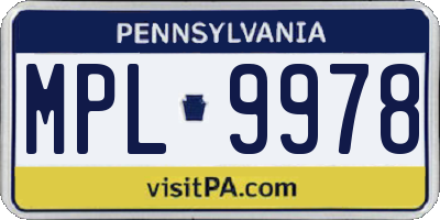 PA license plate MPL9978