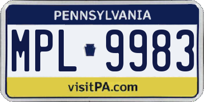 PA license plate MPL9983