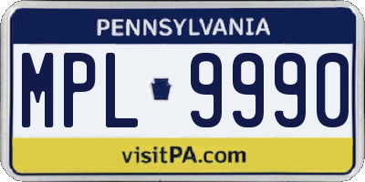 PA license plate MPL9990