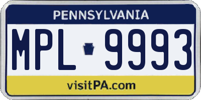 PA license plate MPL9993