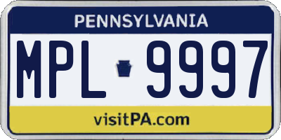 PA license plate MPL9997