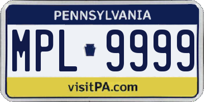 PA license plate MPL9999