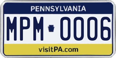 PA license plate MPM0006