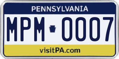 PA license plate MPM0007