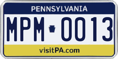 PA license plate MPM0013