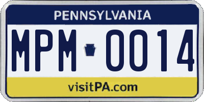 PA license plate MPM0014