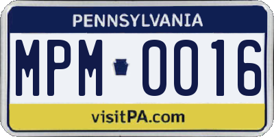 PA license plate MPM0016