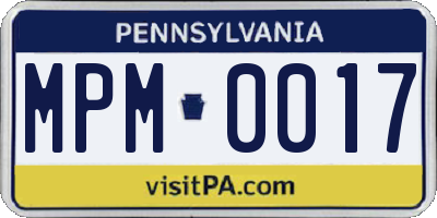 PA license plate MPM0017