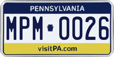 PA license plate MPM0026