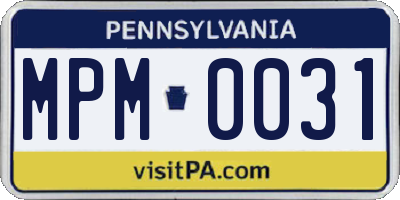 PA license plate MPM0031