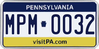 PA license plate MPM0032