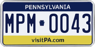 PA license plate MPM0043