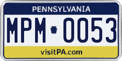 PA license plate MPM0053