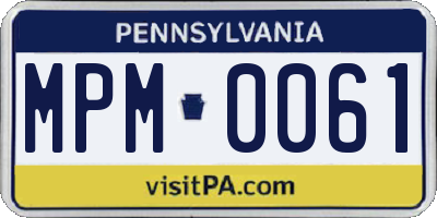 PA license plate MPM0061
