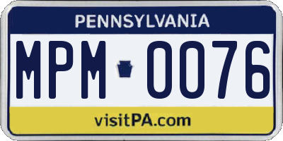 PA license plate MPM0076