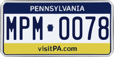 PA license plate MPM0078