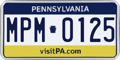PA license plate MPM0125