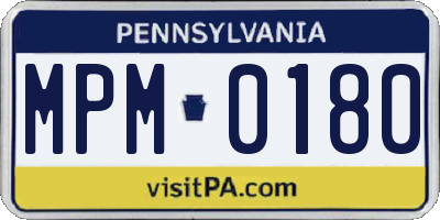 PA license plate MPM0180