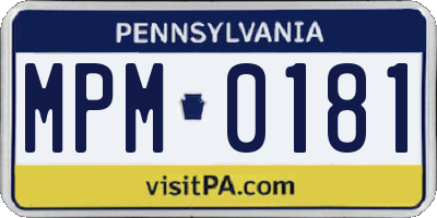 PA license plate MPM0181