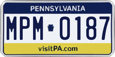 PA license plate MPM0187