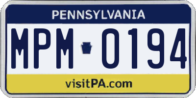 PA license plate MPM0194