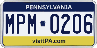 PA license plate MPM0206