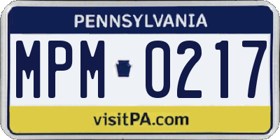PA license plate MPM0217