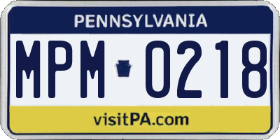 PA license plate MPM0218