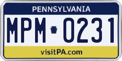 PA license plate MPM0231